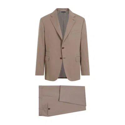 Brioni Single-breasted Suit In Beige