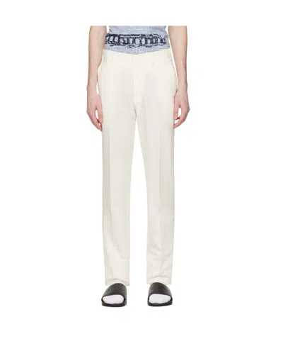 Brioni Off-white Creased Trousers In 9100 Off White
