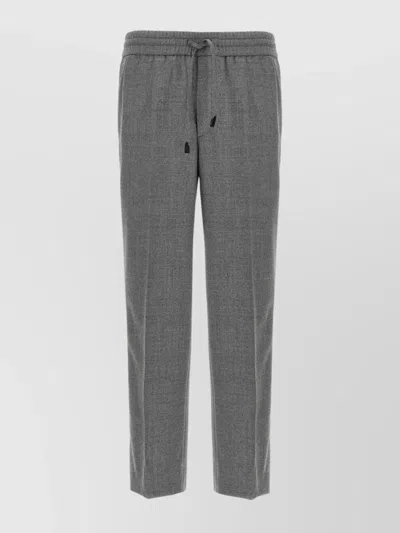 Brioni Elastic Waistband Trousers With Side And Back Pockets In Gray