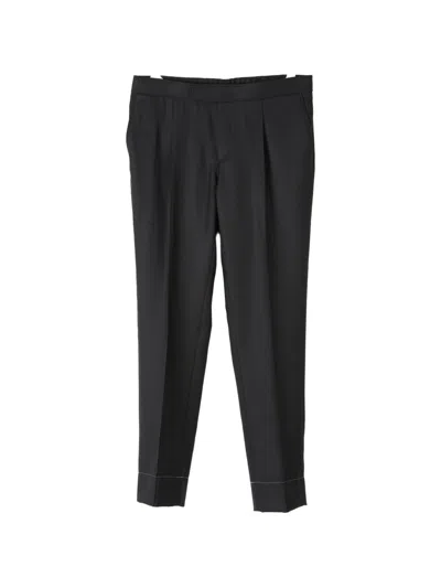 Brioni Elasticated-waistband Wool Trousers In Black