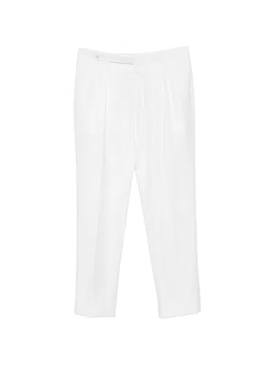 Brioni Elba Wool Trousers In White