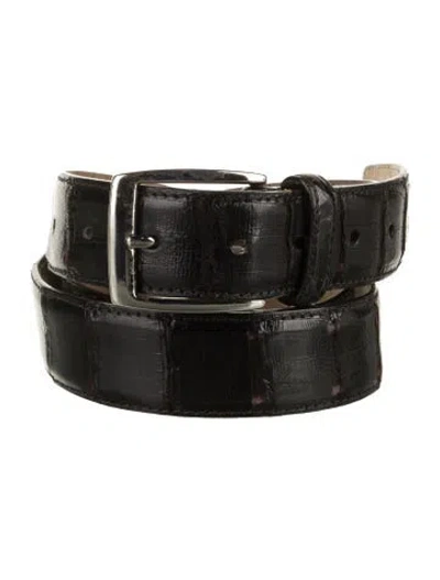 Pre-owned Brioni Embossed Leather Belt In Black