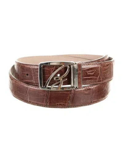 Pre-owned Brioni Embossed Leather Belt In Brown