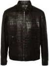 Brioni Embossed-leather Jacket In Brown