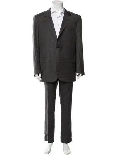 Pre-owned Brioni Embroidered Accent Blazer In Gray