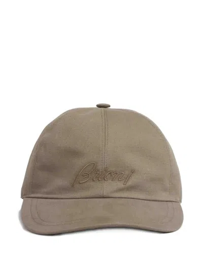 Brioni Embroidered Baseball Cap In Green