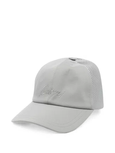 Brioni Embroidered Logo Baseball Cap In Gray