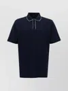 Brioni Contrasting-trim Cotton Polo Shirt In Blue