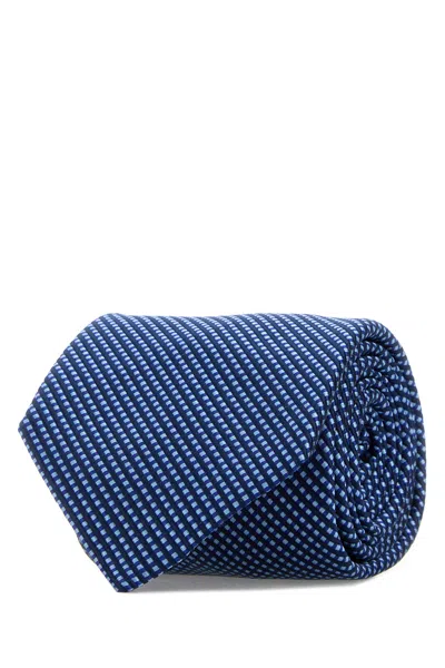 Brioni Embroidered Silk Blend Tie In Blue