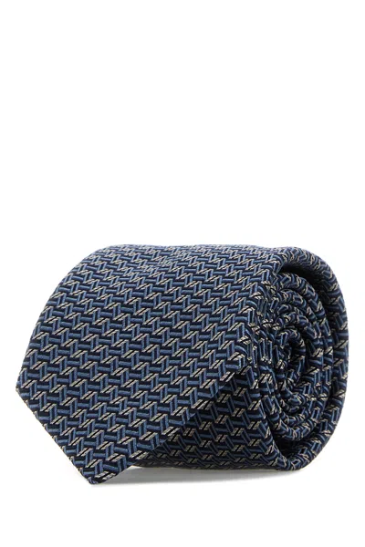 Brioni Embroidered Silk Tie In Blue