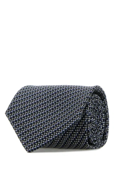 Brioni Embroidered Silk Tie In Black