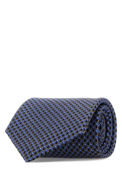 Brioni Embroidered Silk Tie In Blue