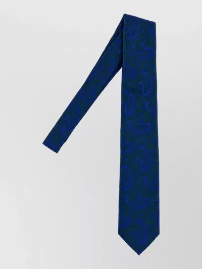 Brioni Embroidered Silk Tie In Blue