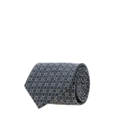 Brioni Crav. Stand. 8x150 Silk Medallion Jacquard In Gray