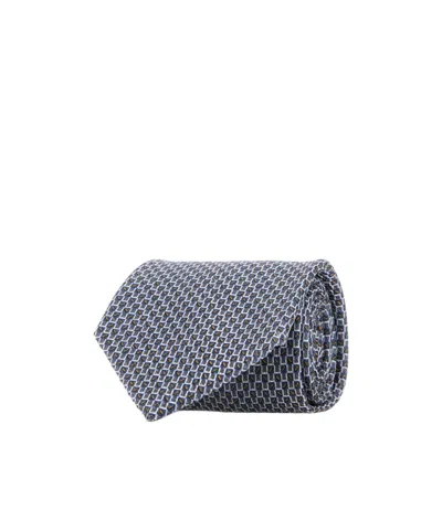 Brioni Crav. Stand. 8x150 Silk Micro Motif Print In Gray