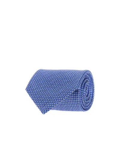 Brioni Crav. Stand. 8x150 Silk Micro Motif Print In Blue