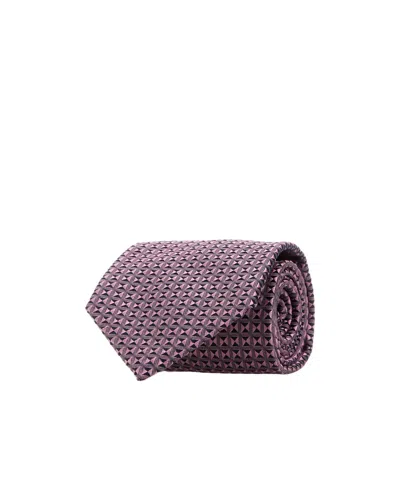 Brioni Crav. Stand. 8x150 Silk Solid Texured Jacquard In Pink