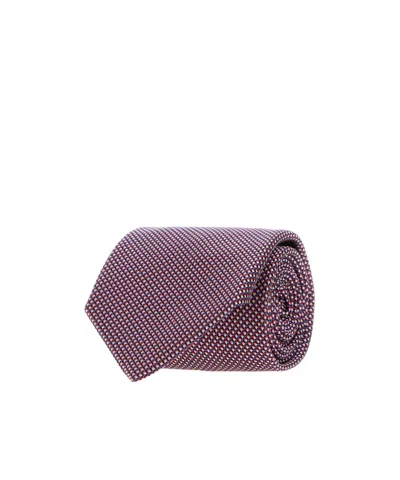 Brioni Crav. Stand. 8x150 Silk Micro Motif Jacquard In Pink