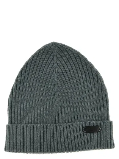 Brioni English Ribbed Beanie In Gray