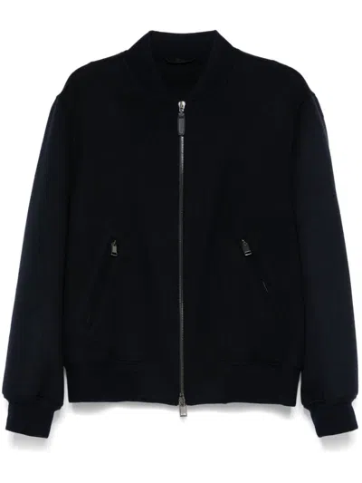 Brioni Felted Bomber Jacket In Blue