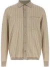 Brioni Silk Blend Knit Shirt With Openwork Pattern In Neutrals
