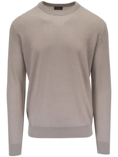 Brioni Wool Crewneck Sweater In Brown