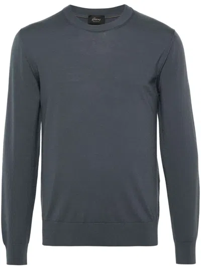Brioni Fine-knit Wool Jumper In Blue