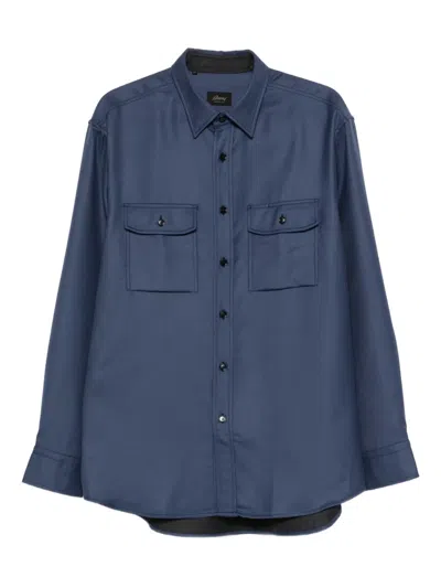 Brioni Flap-pockets Shirt In Blue