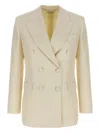 Brioni Flavia Double-breasted Peak-lapel Blazer In Neutral
