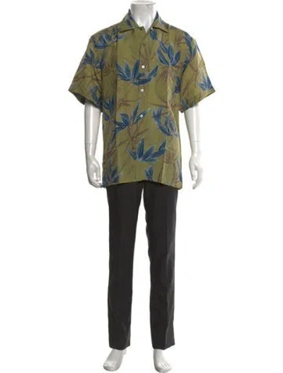 Pre-owned Brioni Floral Print Short Sleeve Shirt In Green