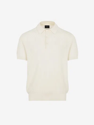 Brioni White Knit Polo Shirt