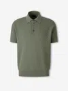 Brioni Textured Polo Shirt Collar Ribbed Cuffs Hem In Green