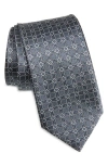 Brioni Geo Jacquard Silk Tie In Gray