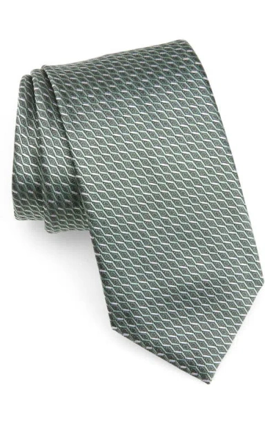 Brioni Geo Jacquard Silk Tie In Green
