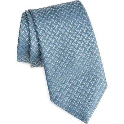 Brioni Geometric Jacquard Silk Tie In Blue