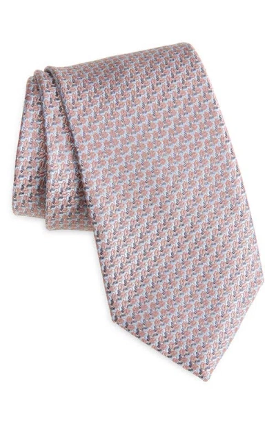 Brioni Geometric Jacquard Silk Tie In Pink