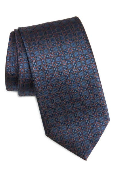 Brioni Geometric Jacquard Silk Tie In Blue