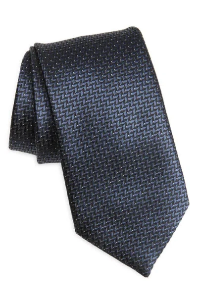 Brioni Geometric Jacquard Silk Tie In Blue