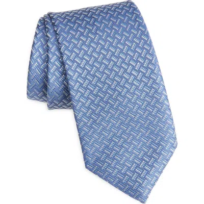 Brioni Geometric Jacquard Silk Tie In Blue