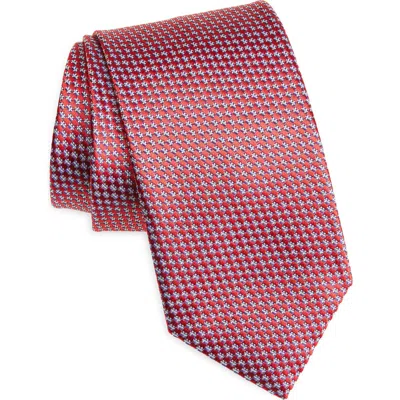 Brioni Geometric Jacquard Silk Tie In Brown