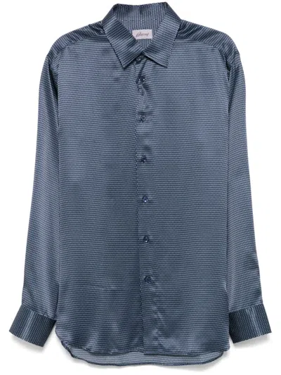 Brioni Geometric-pattern Shirt In Blue