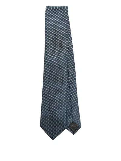 Brioni Geometric-pattern Silk Tie In Blue