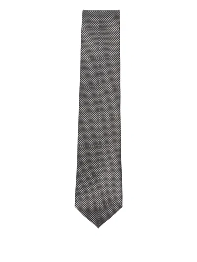 Brioni Geometric-pattern Silk Tie In Gray