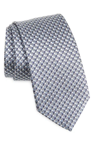 Brioni Geometric Pattern Silk Tie In Blue