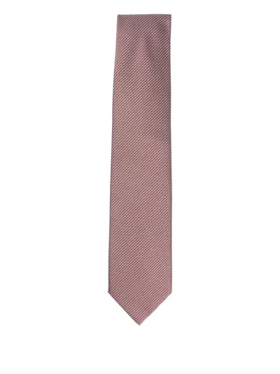 Brioni Geometric-pattern Silk Tie In Pink