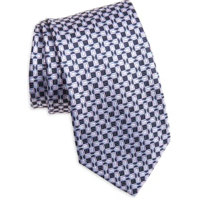 Brioni Geometric Pattern Silk Tie In Purple