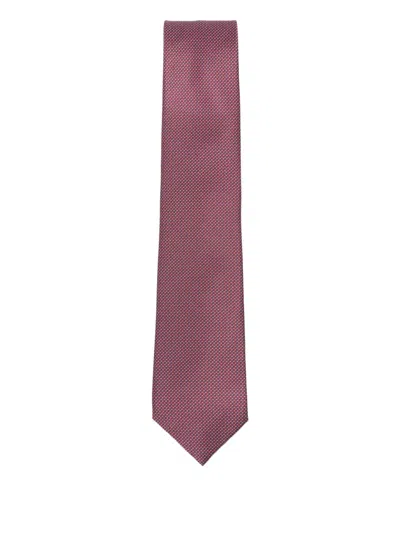 Brioni Geometric-pattern Silk Tie In Pink