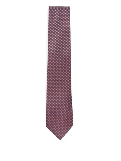 Brioni Geometric-pattern Tie In Pink