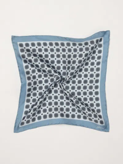 Brioni Geometric Print Square Silk Scarf With Contrast Logo In Multi