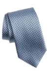 Brioni Geometric Silk Tie In Blue Grey